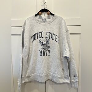 CHAMPION REVERSE WEAVE CREW NECK UNITED STATES NAVY SWEATSHIRT, SIZE XL.